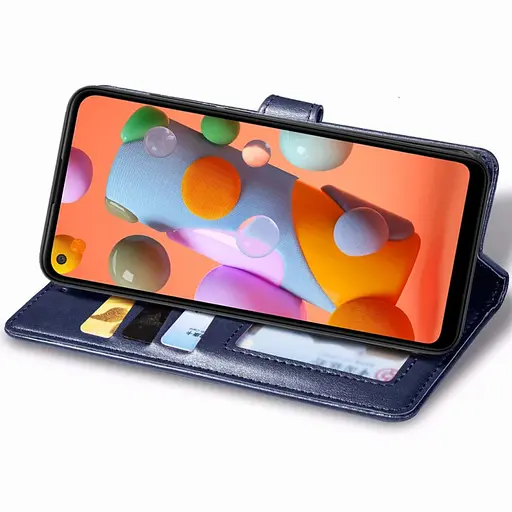 Шкіряний чохол-книжка GETMAN Gallant (PU) для Samsung Galaxy A11 Синій - фото 3