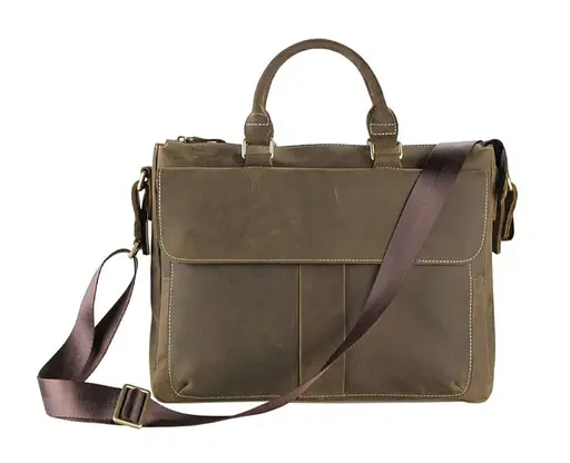 Мужская сумка из лошадиной винтажной кожи в коричневом цвете John McDee 38х7.5х30.5 см sum0028400 - фото 1