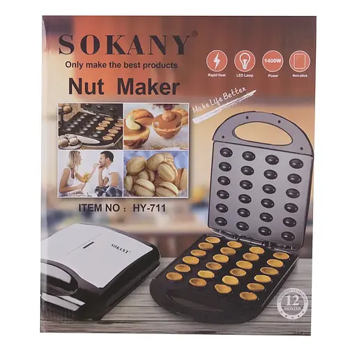 Електрична горішниця Sokany HY-711 на 24 горіхи з антипригарним покриттям 1400Вт метал/пластик Сталь - фото 6