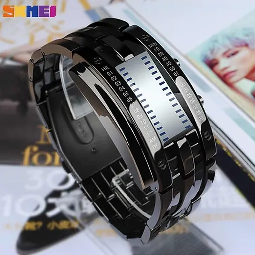 Уникальные бинарные мужские часы Skmei 0926 (Черные) - фото 3