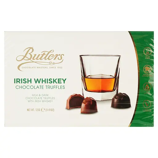 Цукерки Butlers Irish Whiskey трюфелі з молочного та чорного шоколаду 125 г