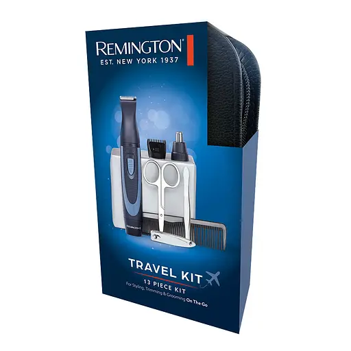 Набор дорожный Remington Travel Kit, для бороды, усов, носа и ушей, насадок-3, чехол, расческа, пинцет, кусачки, ножницы, сталь, черно-синий - фото 6