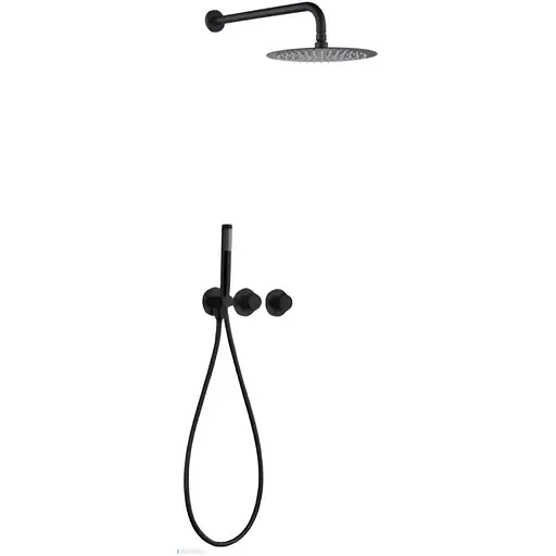 Душова система прихованого монтажу з термостатом Imex Assen чорний матовий GTA052/NG, Чорний матовий - фото 1