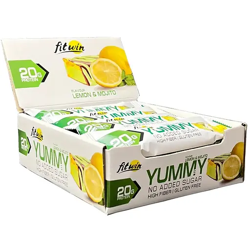 Батончик YUMMY Bar 36% no added sugar, 12*55 грамм Лимон - мохито FitWin vit0001247