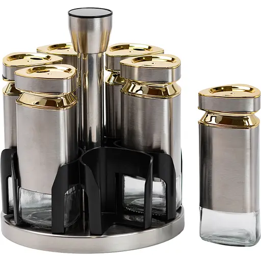 Набір ємностей для спецій TS Kitchen HP1326 на підставці 6 баночок по 120 мл хром - фото 2