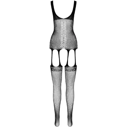 Бодистокинг Passion ECO BS007 Red, с доступом, силуэтный рисунок, имитация подвязок - фото 4