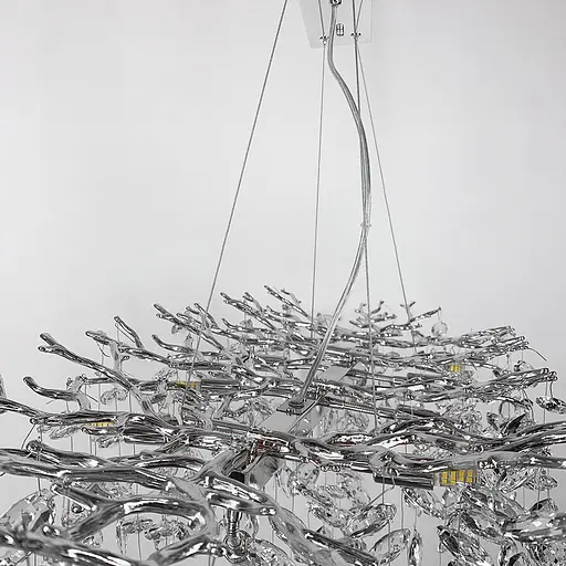 Видовжена срібна люстра DIAMINA з кришталевим камінням у корпусі 100 см | Арт. 33007-L1000*400 CH | Line F - фото 5