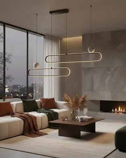 Підвісний світильник, люстра Goldlux 333896 Florentyna LED 1x48W 4000K 6000Lm IP20 чорний - фото 2