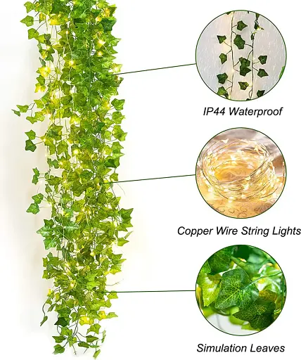 Гирлянда-штора с листьями плюща SunLamp 3×1 м, 100 LED, USB, с пультом - фото 7