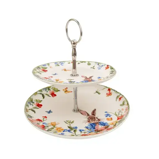 Етажерка Garden Rabbits порцелянова для фруктів та десертів 23*24 см HP-7323-6 кольорова тортівниця фруктовниця Yiwu HP-7323-6 - фото 1