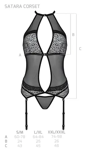 Корсет з пажами Passion Satara CORSet XXL/XXXL red стрінги мереживо застібки спереду та ззаду - фото 7