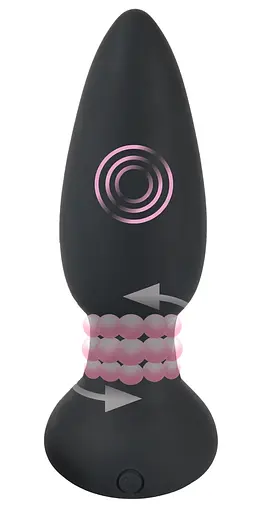 Анальна пробка Black Velvets Rotating Vibrating Plug 14 см (чорний) - фото 6