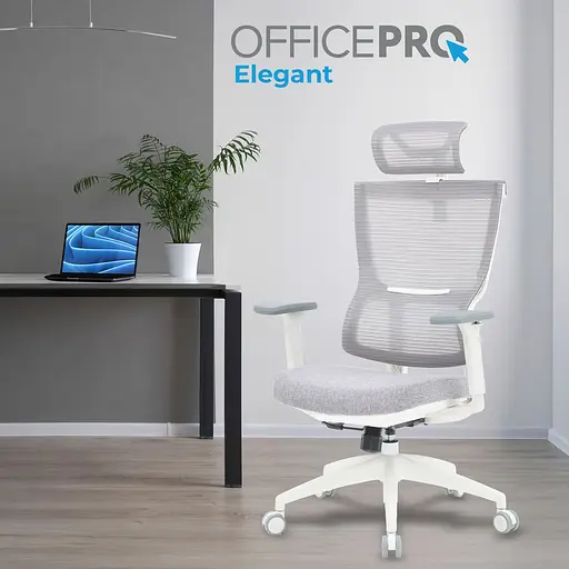 Офісне крісло OfficePro Elegant OC600-W-LG-LG White/Light Gray [148651] - фото 8