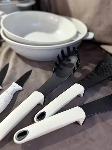 Набор кухонной посуды Edenberg EB-8185 литой алюминий 21 предмет с трехслойным мраморным покрытием Бежевый - фото 4