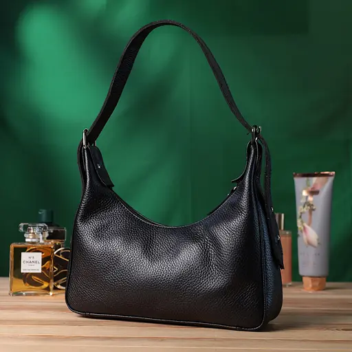 Сумка багет Shvigel с регулируемым ремнем из зернистой натуральной кожи 26х13х6.5 см sum0027030 - фото 9