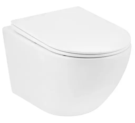 Унитаз подвесной безободковый Kroner Harz WHI523632 RIMLESS с сиденьем (KH523632WHIR) (CV032969) - фото 1