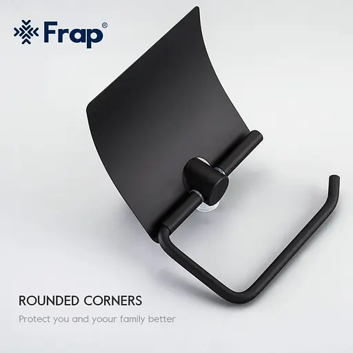 Тримач для туалетного паперу чорний/нержавіюча сталь Frap F30203 1/40 Чорний матовий - фото 2
