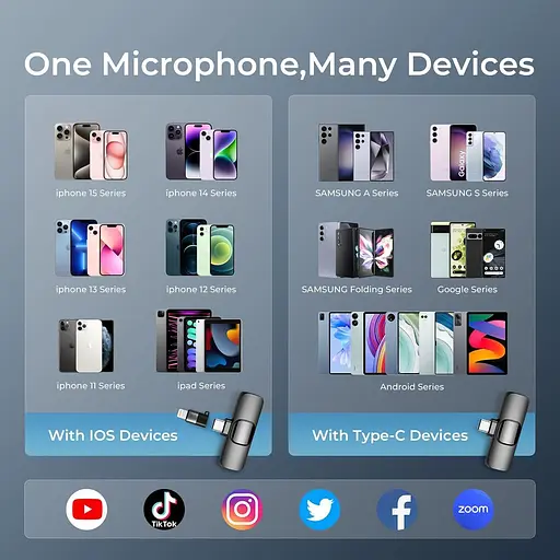 Бездротовий мікрофон YRF для iPhone iPad, Android Phone, міні-мікрофон з шумозаглушенням - фото 4