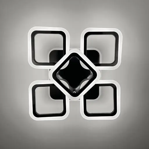 Стельова чорна люстра LED на 4+1 ріжки-квадрати | Арт. A 2400/4+1S RGB BK BK | Line F - фото 1