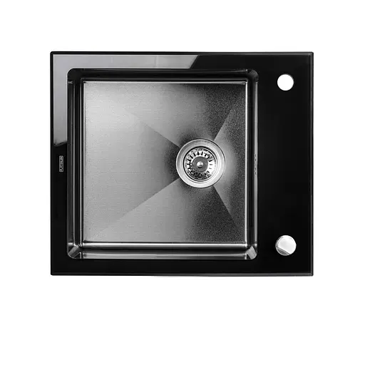 Кухонна мийка Platinum Handmade PVD Black Glass 600x510x200 мм, Чорний - фото 1