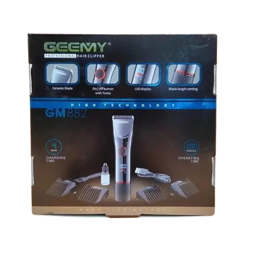Професійна акумуляторна машинка Geemy GM-882 бездротова для стриження волосся з насадками - фото 5