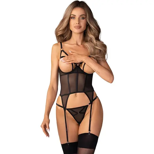 Корсет Obsessive Euridia XL/2XL (чорний)