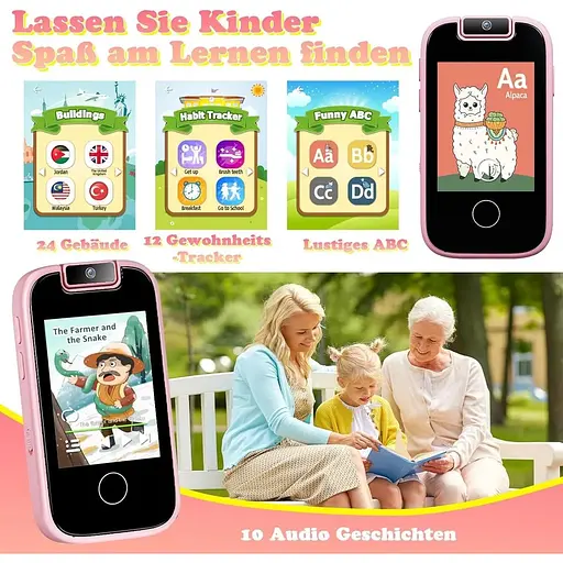 Детская камера PTHTECHUS для девочек и мальчиков - MP3-плеер с сенсорным экраном и поворотной камерой - фото 4