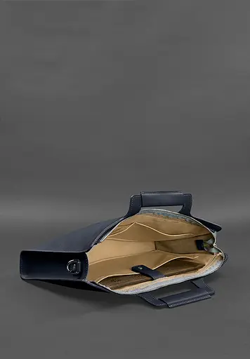 Шкіряна сумка для ноутбука і документів темно-синя Краст - фото 5