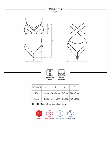 Боді Obsessive 860-TED-1 L/XL чорний - фото 7