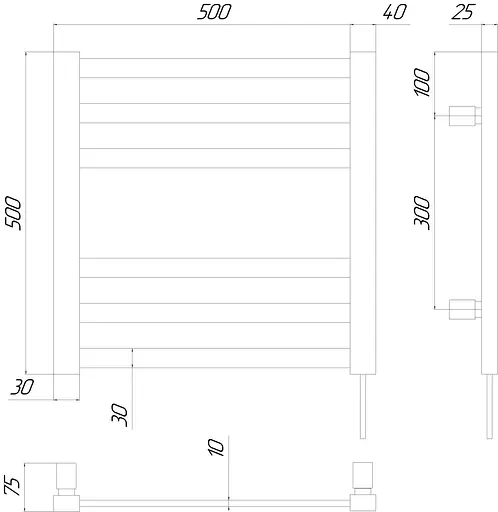 Электрический полотенцесушитель Kosser Герда 500x500 EL тайм. белый ДГ01ELW, Белый матовый, Левое - фото 5