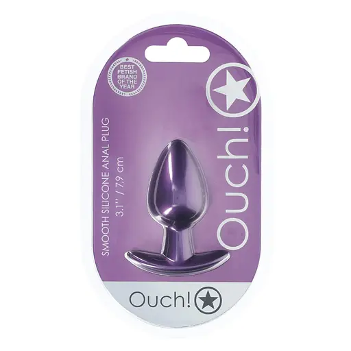 Анальна пробка Ouch! Smooth Anal Plug Metallic M 7.9 см (фіолетовий) - фото 6