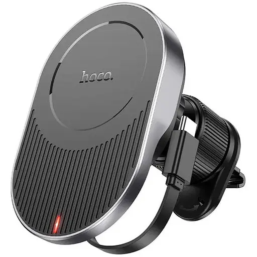Держатель с беспроводным зарядным устройством Hoco HW12 Guardian magnetic wireless air outlet 15W - фото 1