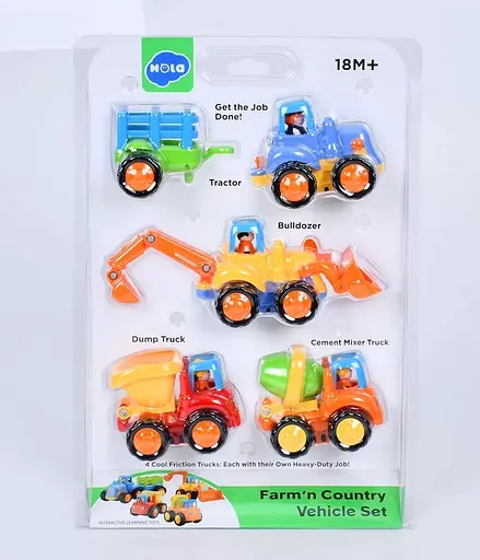 Набір машинок 326 HOLA інерція, будтехніка, 4шт, від 9см, у слюді (6966655360019) - фото 1