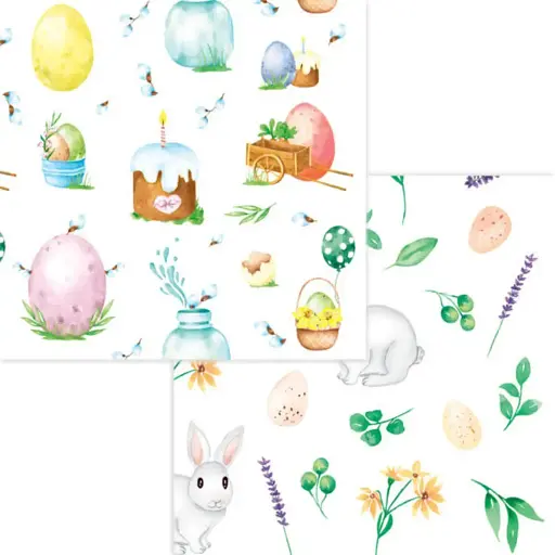 Салфетки бумажные Silken пасхальные Кролик и пасочка 33 x 33 см 18 шт. - фото 1