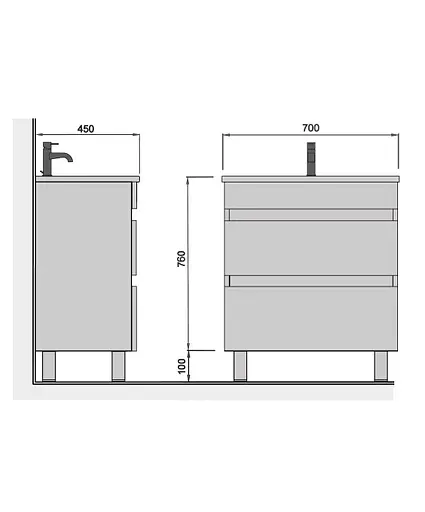 Тумба Мойдодир MoonShine 70 з умивальником Vivace 70 підлогова Білий - фото 7