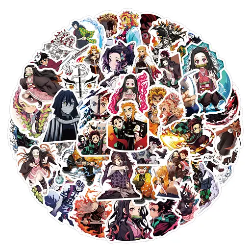 Стікерпак Набір наклейок GeekLand Клинок, що розсікає демонів Demon Slayer 50 штук 2457264115 - фото 1