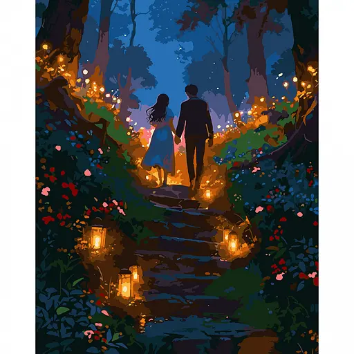 Картина по номерам Santi Романтическая прогулка 40х50 см LED подсветка (956660) - фото 1