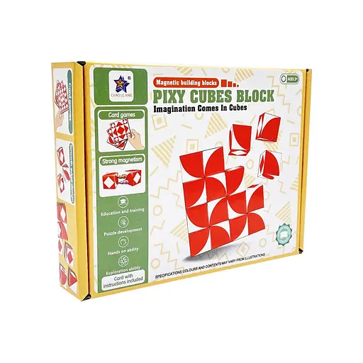 Дитяча гра-головоломка "Магнітні кубики" Bambi FD136(Red) 16 елементів, 8 карток - фото 1