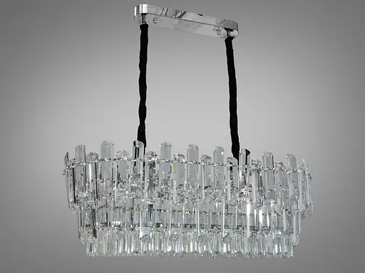 Эксклюзивная хрустальная люстра овальной формы на 8 ламп, хром. - фото 2