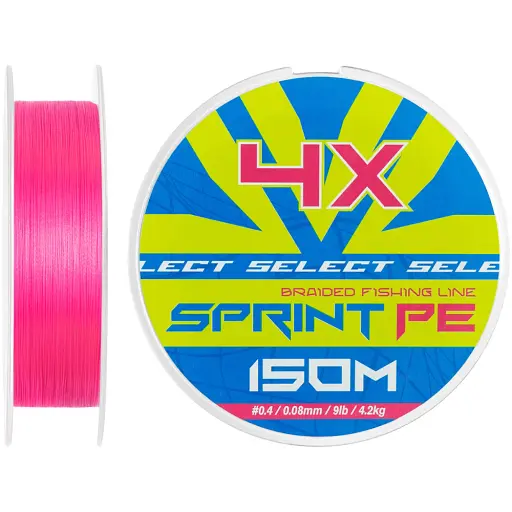 Шнур Select Sprint PE 4X Pink 150m #0.4/0.08mm 9lb/4.2kg - фото 1