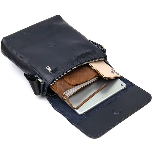 Чоловіча шкіряна сумка GRANDE PELLE 24х24х6 см sum0015576 - фото 6