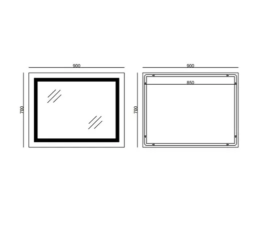 Дзеркало Mixxus WARM MR02-90x70-CASE з LED Touch, Anti-fog, димером, регулюванням яскравості, годинником (MI6674) - фото 5