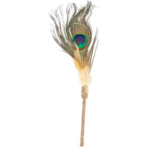 Іграшка для котів Croci Euphoria Stick Чарівна паличка зі срібної лози та пір'ям павича 25 см