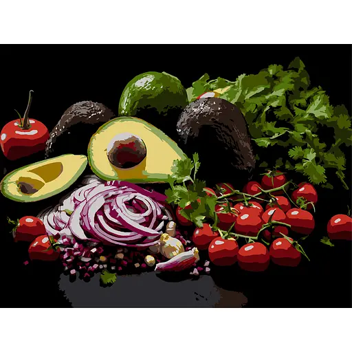 Картина по номерам Strateg Сочное авокадо на черном фоне 30х40 см (FH-42) - фото 1