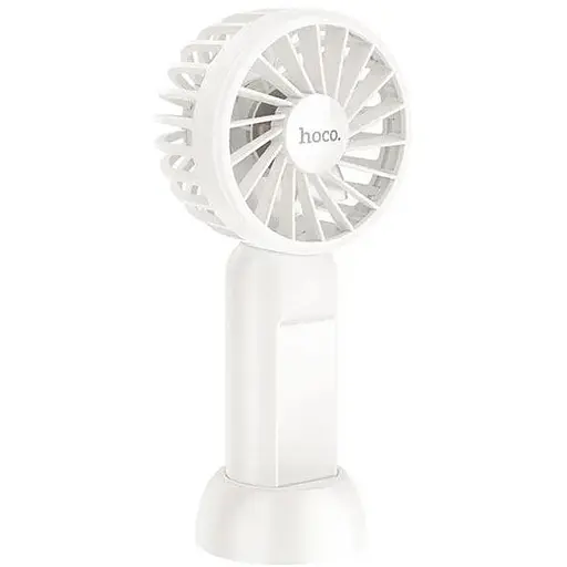 Портативный ручной вентилятор Hoco HX60 на аккумуляторе 1200mAh с ручкой мини ветродуйка Белый - фото 1