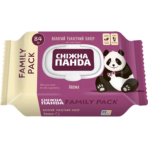 Влажная туалетная бумага Снежная панда Aroma 84 листа