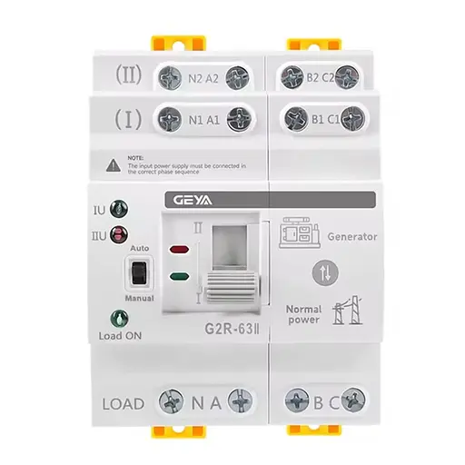 Автомат ввода резерва с автоматическим переключением на 3 фазы Geya G2R-63, 4 полюса, 63 Ампера, DIN (101232)