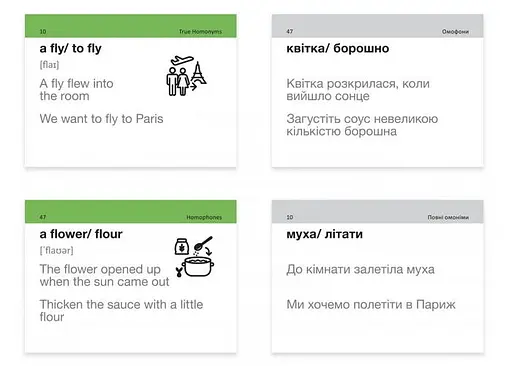 Настольная игра English Student Карточки для изучения английских слов English Student Homonyms укр. (591226038) - фото 2