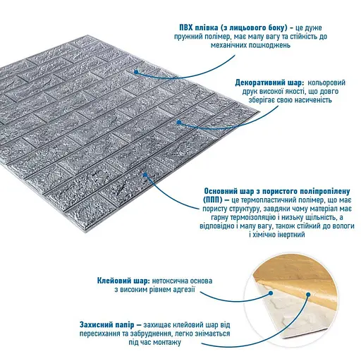 Панель стеновая 3D 700х770х2мм Серебро SW-00001908 - фото 2