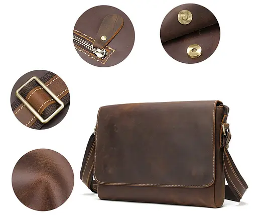 Чоловіча шкіряна сумка Vintage 32х25,5х6 см sum0012517 - фото 6